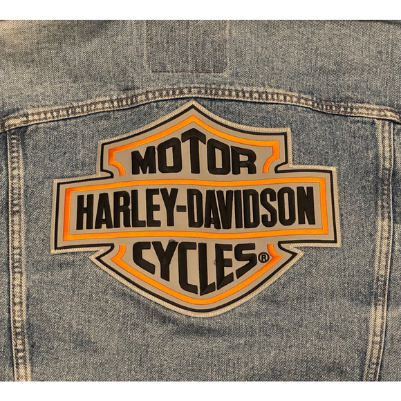 Vtg 80s Levi’s Denim Tucker Jacket Harley-Davidson Patch Made in USA Sz XL - Picture 13 of 14
